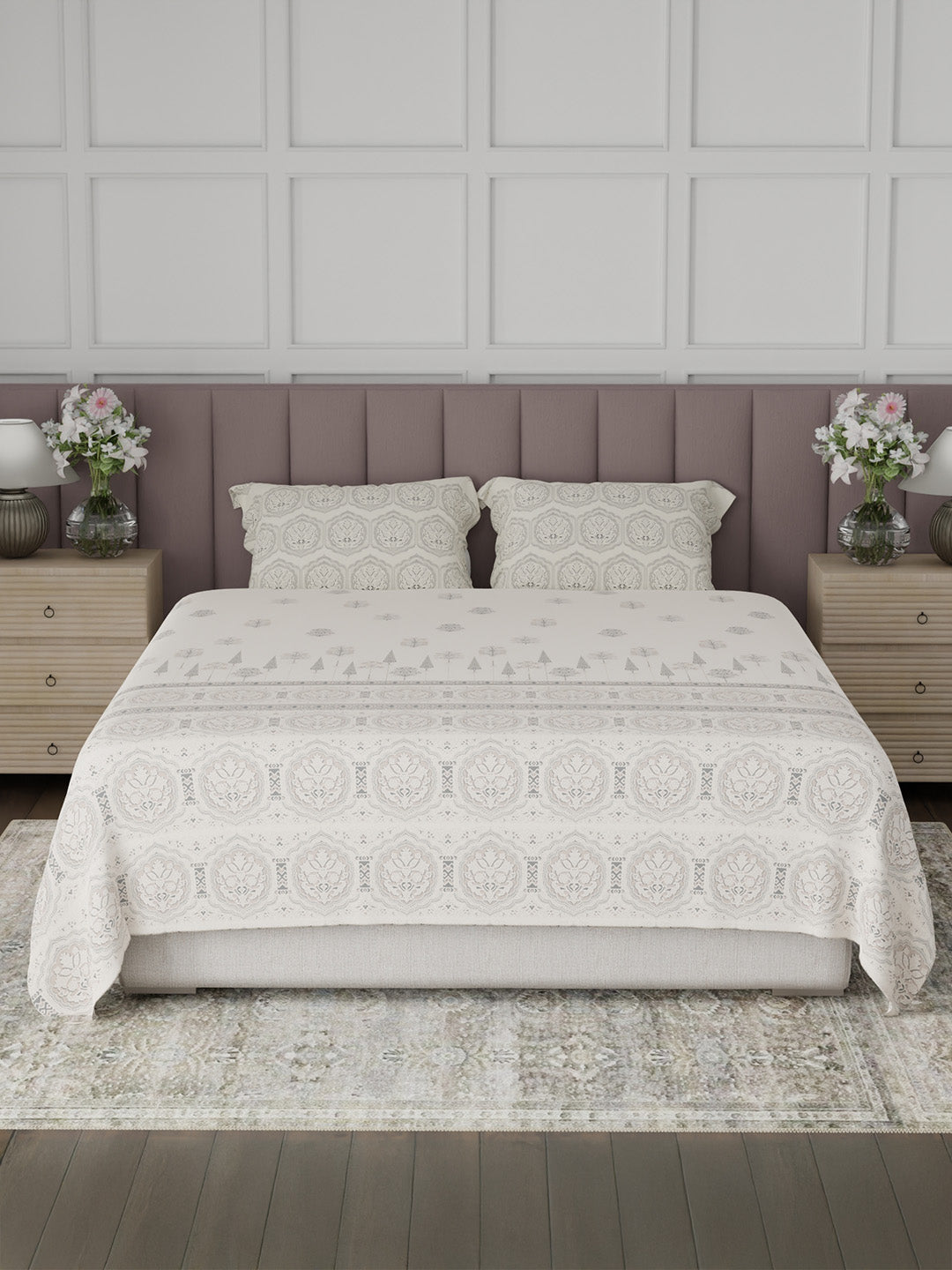 100% Cotton King Bedsheet Set, 200 TC Floral, Valatia