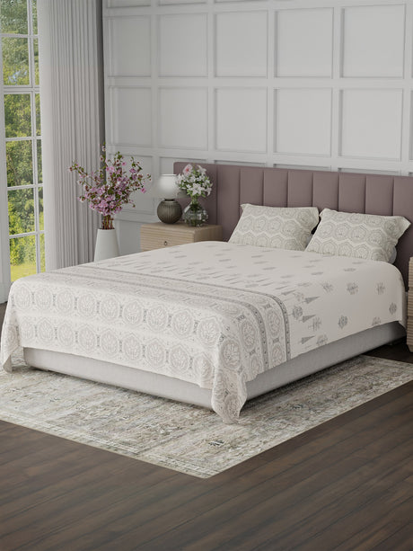 100% Cotton King Bedsheet Set, 200 TC Floral, Valatia