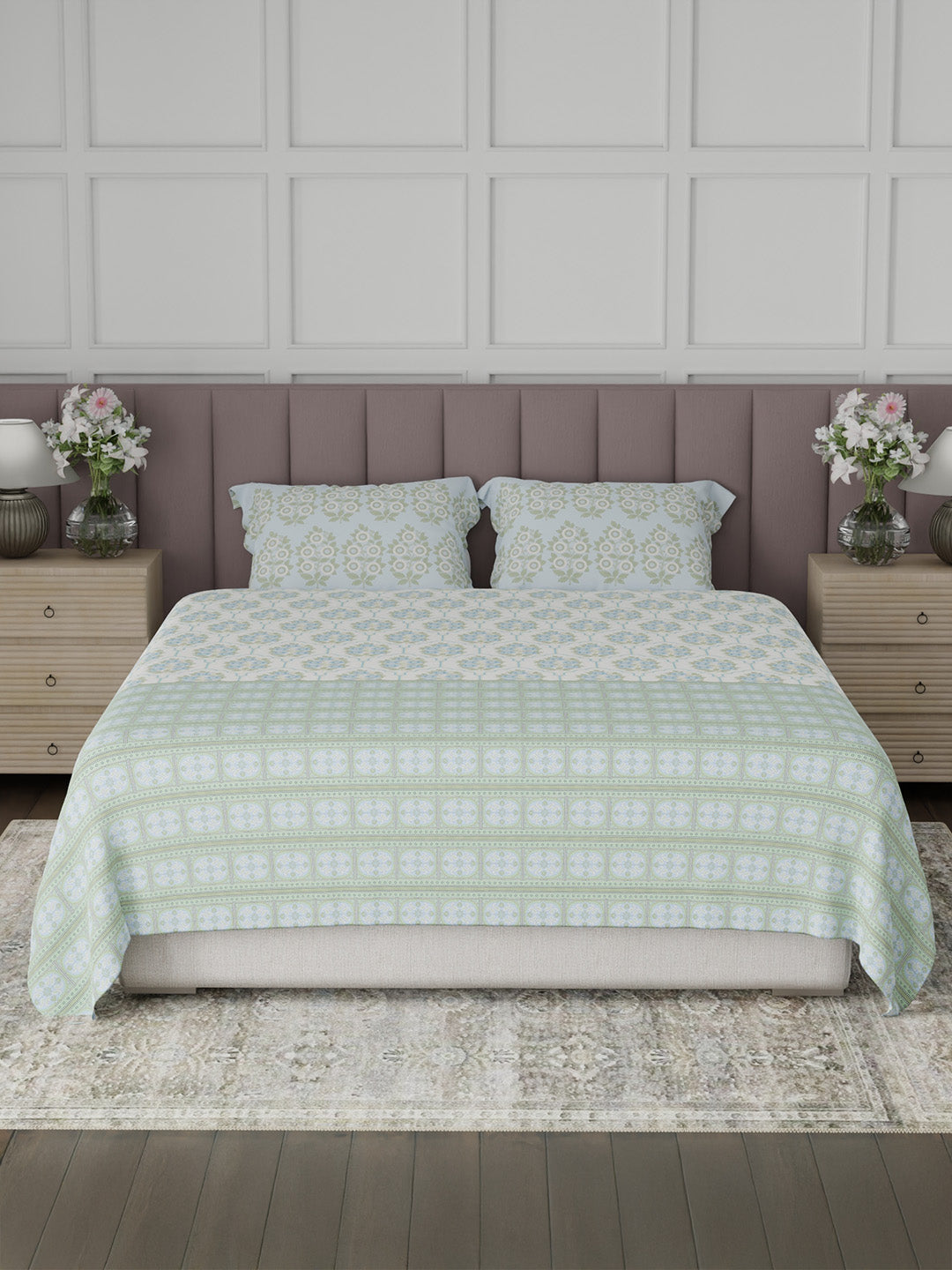 100% Cotton King Bedsheet Set, 200 TC Floral, Valatia