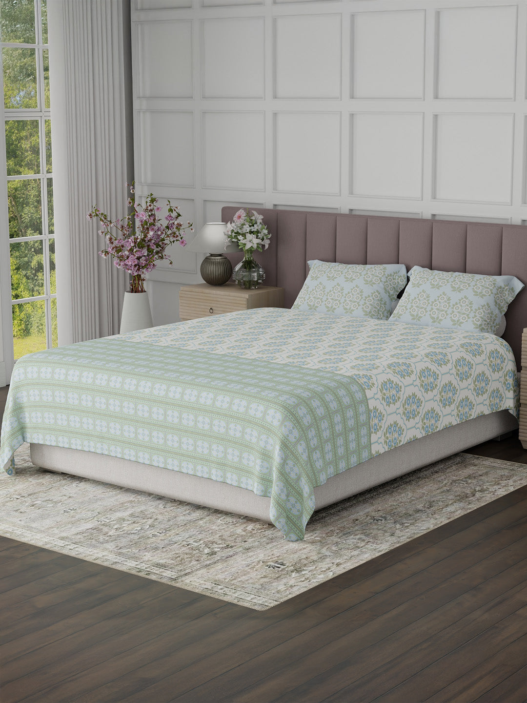 100% Cotton King Bedsheet Set, 200 TC Floral, Valatia
