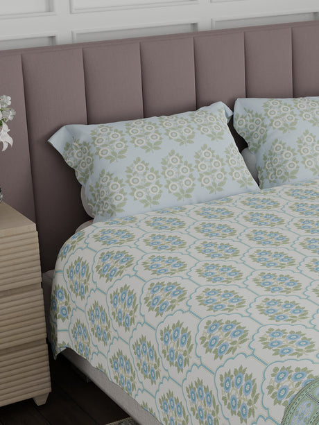 100% Cotton King Bedsheet Set, 200 TC Floral, Valatia