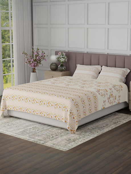 100% Cotton King Bedsheet Set, 200 TC Floral, Valatia
