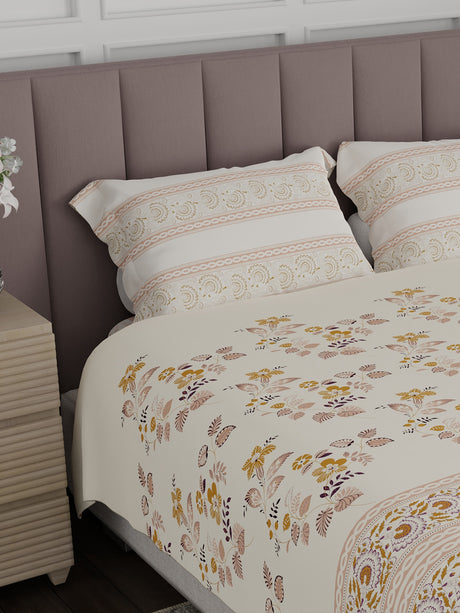 100% Cotton King Bedsheet Set, 200 TC Floral, Valatia