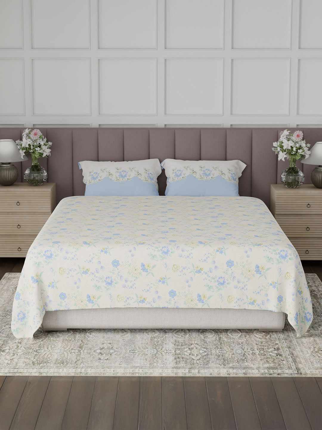 100% Cotton King Bedsheet Set, 200 TC Floral, Valatia