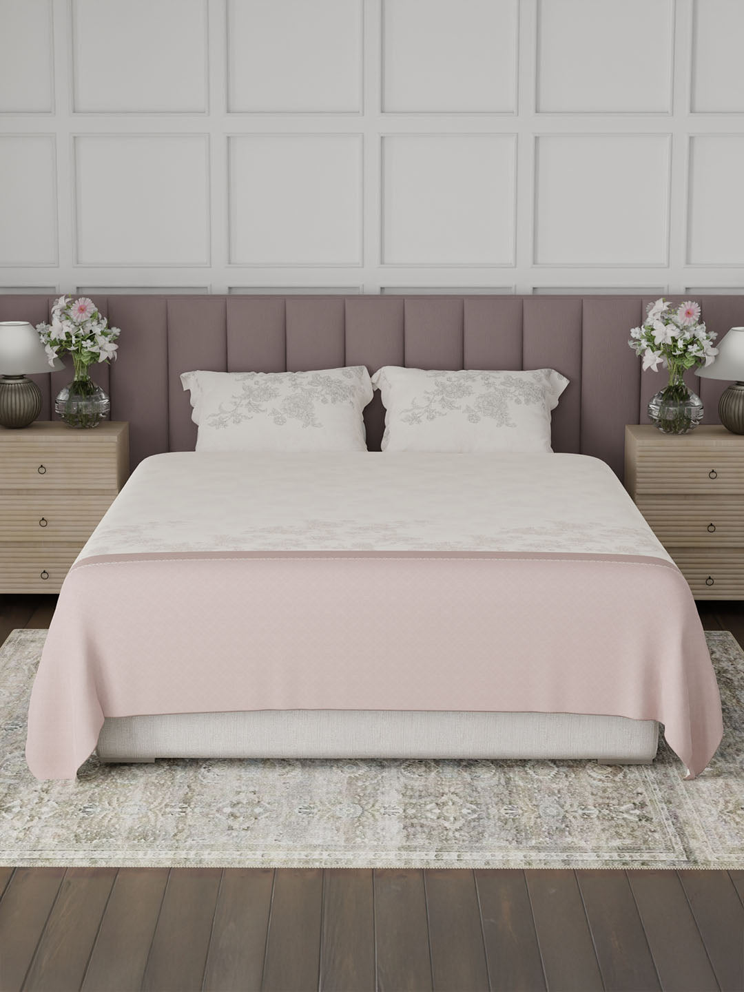 100% Cotton King Bedsheet Set, 200 TC Floral, Valatia