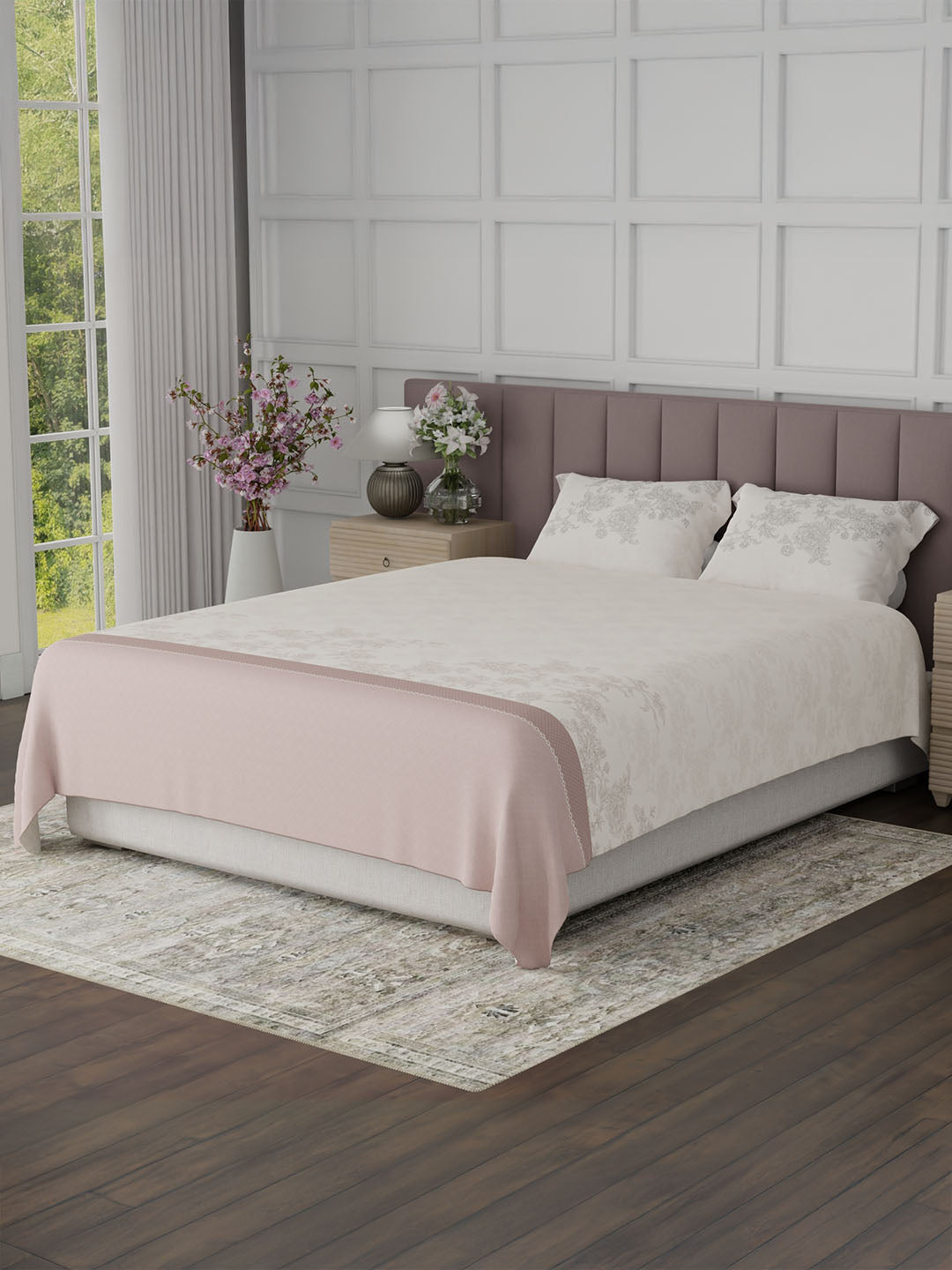 100% Cotton King Bedsheet Set, 200 TC Floral, Valatia