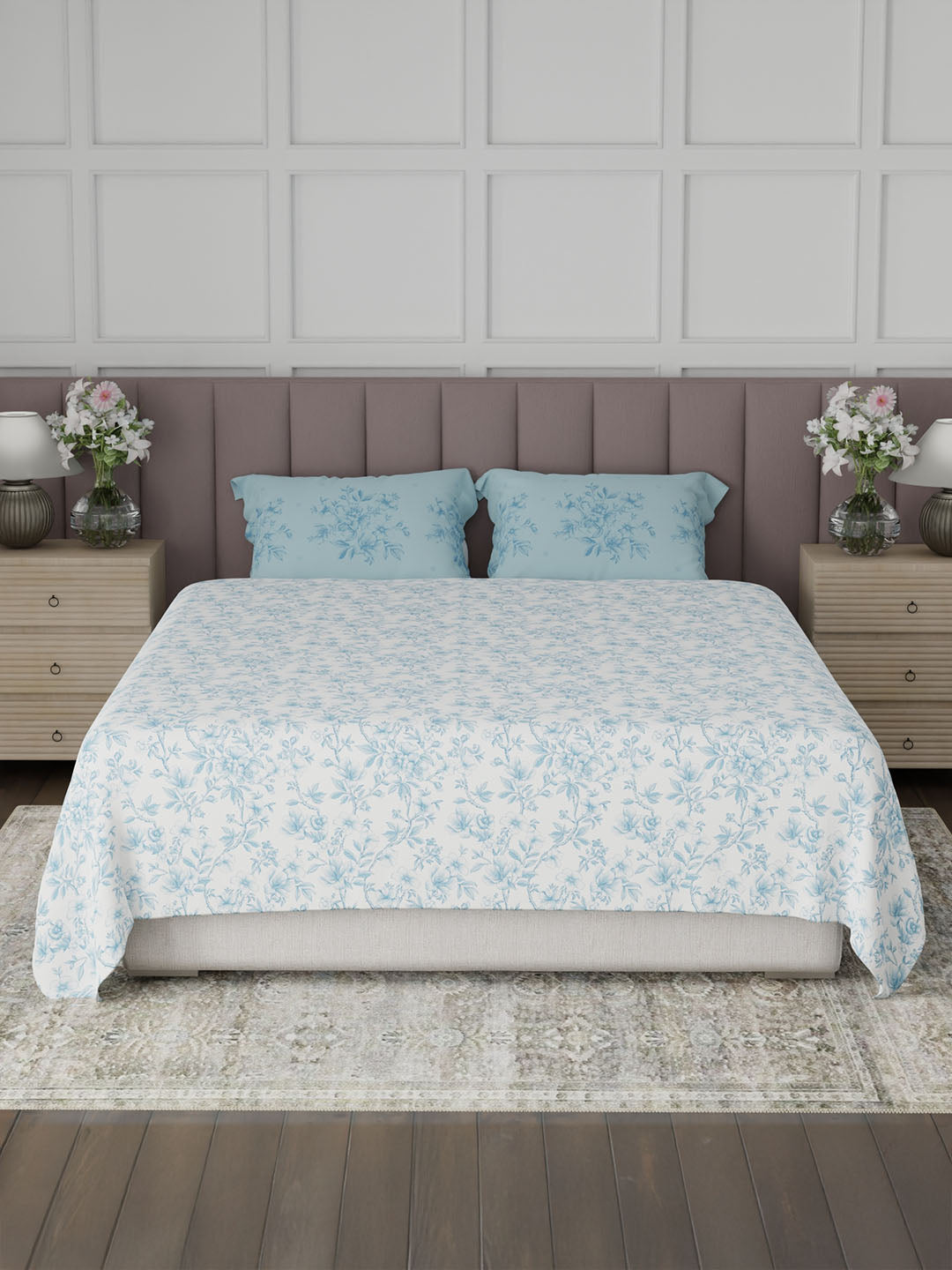 100% Cotton King Bedsheet Set, 200 TC Floral, Valatia