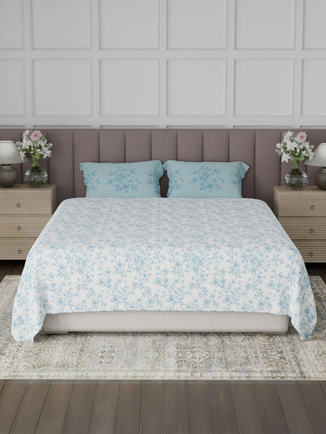 100% Cotton King Bedsheet Set, 200 TC Floral, Valatia