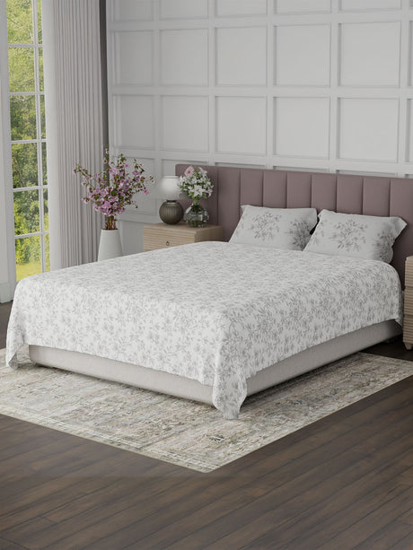 100% Cotton King Bedsheet Set, 200 TC Floral, Valatia