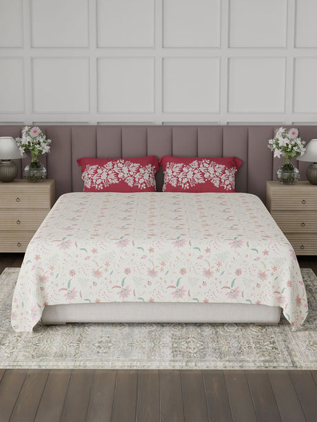 100% Cotton King Bedsheet Set, 200 TC Floral, Valatia