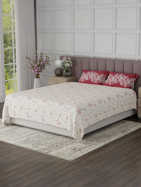100% Cotton King Bedsheet Set, 200 TC Floral, Valatia