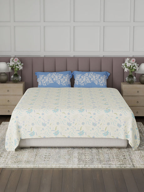 100% Cotton King Bedsheet Set, 200 TC Floral, Valatia