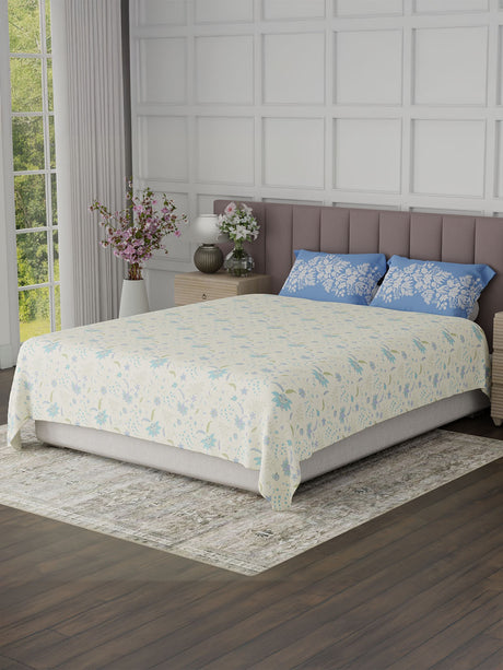 100% Cotton King Bedsheet Set, 200 TC Floral, Valatia