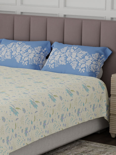 100% Cotton King Bedsheet Set, 200 TC Floral, Valatia