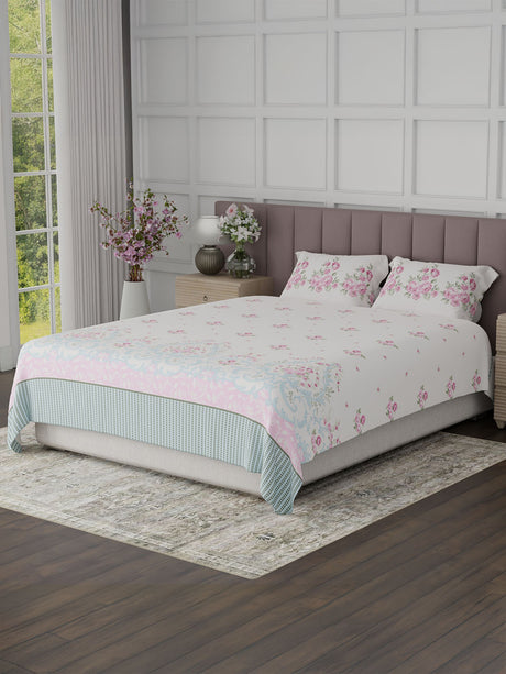 100% Cotton King Bedsheet Set, 200 TC Floral, Valatia