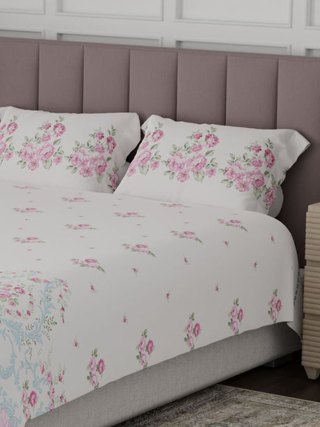 100% Cotton King Bedsheet Set, 200 TC Floral, Valatia