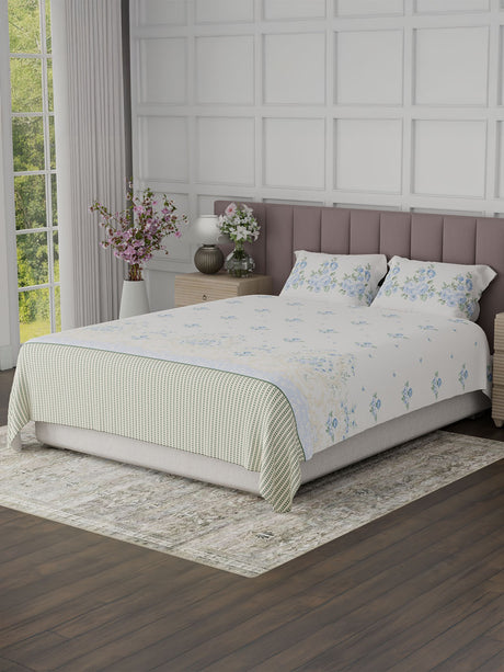 100% Cotton King Bedsheet Set, 200 TC Floral, Valatia