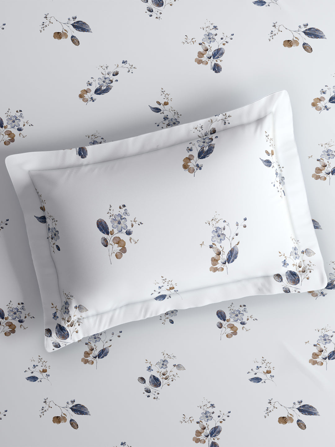 Platinum Pulse 100% Cotton King Bedsheet with 2 Pillow Covers | 800 TC White Floral Bedsheet Set