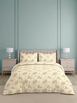 Platinum Pulse 100% Cotton King Bedsheet with 2 Pillow Covers | 800 TC Cream Floral Bedsheet Set