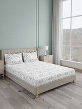 Platinum Pulse 100% Cotton King Bedsheet with 2 Pillow Covers | 800 TC Grey Ethnic Print Bedsheet Set