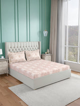 Luxe Loom 100% Cotton 600 TC King Bedsheet with 2 Pillow Covers | Pink Ethnic Print Bedsheet Set