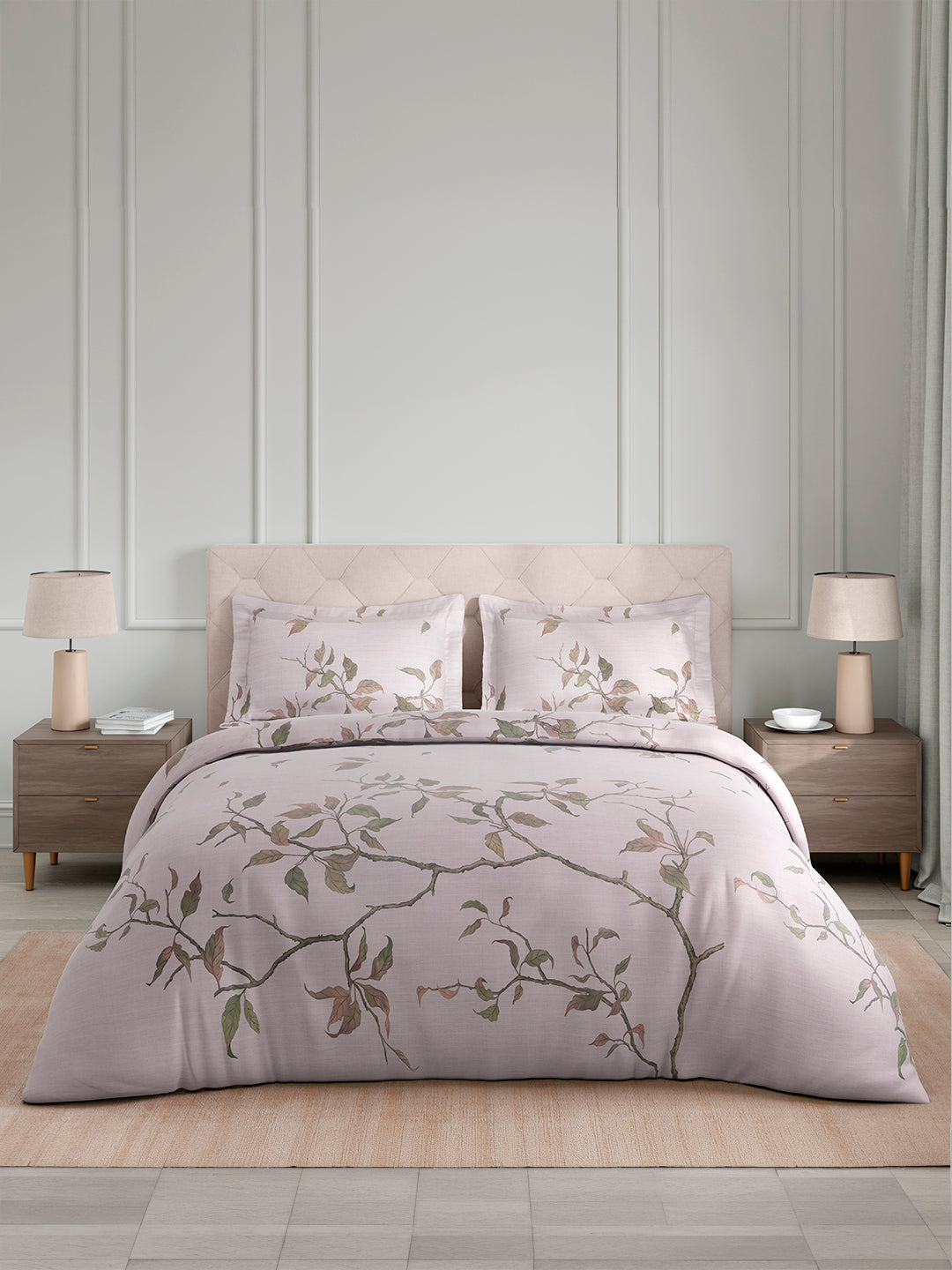 Royal Essence 100% Cotton King Bedsheet with 2 Pillow Covers | 400 TC Purple Floral Digitally Printed Bedsheet Set