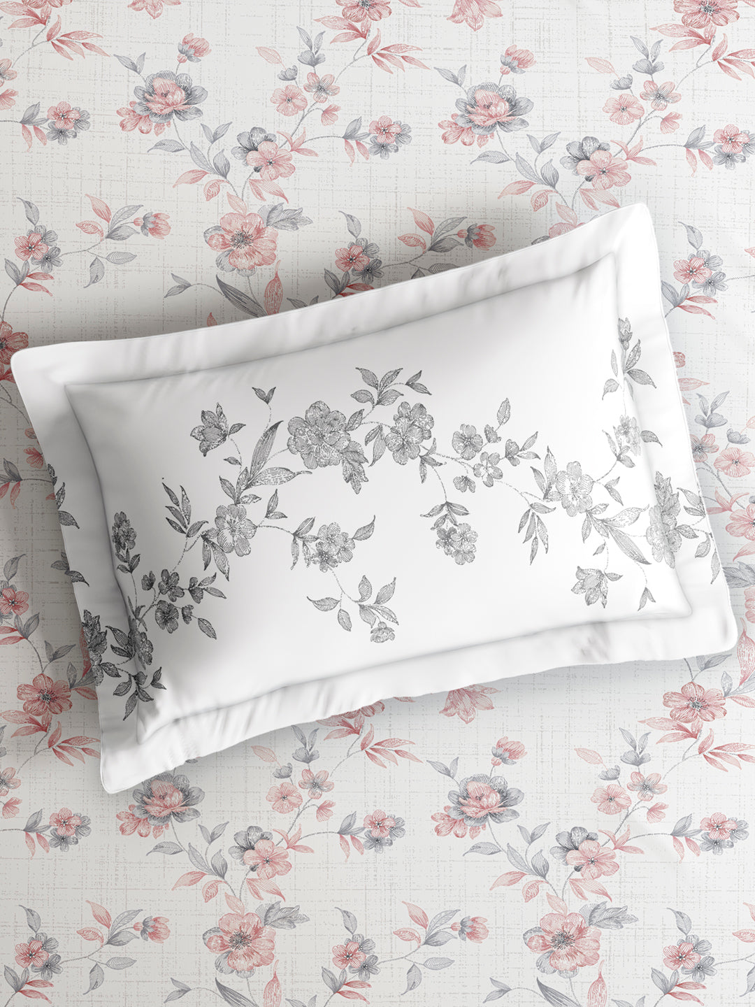 Monarch Grand 100% Cotton King Bedsheet with 2 Pillow Covers | White Floral Bedsheet Set