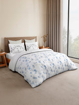 Monarch Grand 100% Cotton King Bedsheet with 2 Pillow Covers | Blue Floral Bedsheet Set