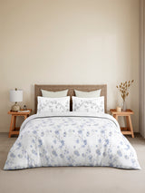 Monarch Grand 100% Cotton King Bedsheet with 2 Pillow Covers | Blue Floral Bedsheet Set