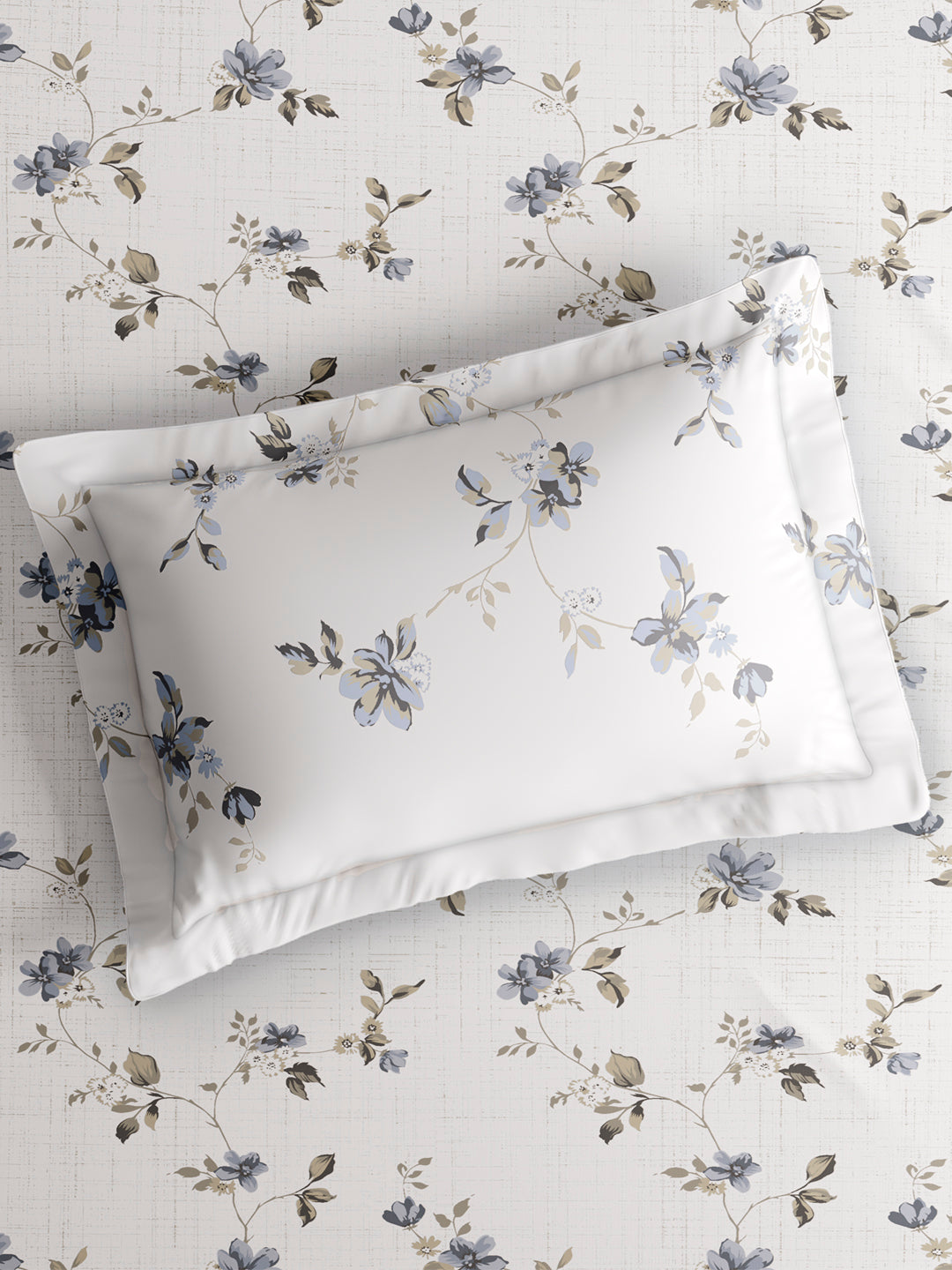 Monarch Grand 100% Cotton King Bedsheet with 2 Pillow Covers | White Floral Bedsheet Set