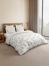 Monarch Grand 100% Cotton King Bedsheet with 2 Pillow Covers | White Floral Bedsheet Set