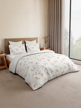 Monarch Grand 100% Cotton King Bedsheet with 2 Pillow Covers | Pink & White Floral Bedsheet Set