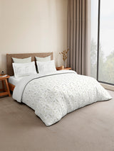Monarch Grand 100% Cotton King Bedsheet with 2 Pillow Covers | White Floral Bedsheet Set