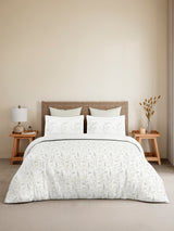 Monarch Grand 100% Cotton King Bedsheet with 2 Pillow Covers | White Floral Bedsheet Set