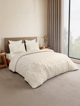 Monarch Grand 100% Cotton King Bedsheet with 2 Pillow Covers | Cream Floral Bedsheet Set