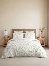 Monarch Grand 100% Cotton King Bedsheet with 2 Pillow Covers | Green & Yellow Floral Bedsheet Set