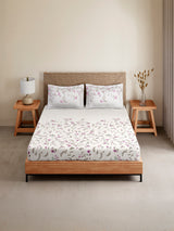 Monarch Grand 100% Cotton King Bedsheet with 2 Pillow Covers | Pink Floral Bedsheet Set