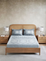 Embrace 100% Cotton King Bedsheet with 2 Pillow Covers | Grey Ethnic Print Bedsheet Set