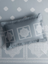 Embrace 100% Cotton King Bedsheet with 2 Pillow Covers | Grey Ethnic Print Bedsheet Set