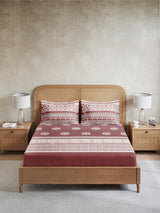 Embrace 100% Cotton King Bedsheet with 2 Pillow Covers | Brown Ethnic Print Bedsheet Set