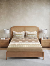 Embrace 100% Cotton King Bedsheet with 2 Pillow Covers | Brown Ethnic Print Bedsheet Set
