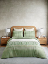Embrace 100% Cotton King Bedsheet with 2 Pillow Covers | Green Ethnic Print Bedsheet Set