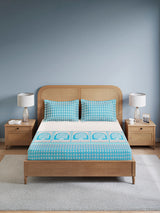 Embrace 100% Cotton King Bedsheet with 2 Pillow Covers | Blue Ethnic Print Bedsheet Set