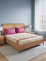 Embrace 100% Cotton King Bedsheet with 2 Pillow Covers | Pink & Beige Floral Bedsheet Set