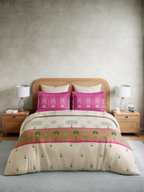 Embrace 100% Cotton King Bedsheet with 2 Pillow Covers | Pink & Beige Floral Bedsheet Set