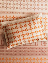 Embrace 100% Cotton King Bedsheet with 2 Pillow Covers | Cream Ethnic Print Bedsheet Set
