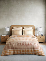 Embrace 100% Cotton King Bedsheet with 2 Pillow Covers | Cream Ethnic Print Bedsheet Set