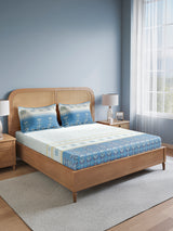 Embrace 100% Cotton King Bedsheet with 2 Pillow Covers | Blue Ethnic Print Bedsheet Set