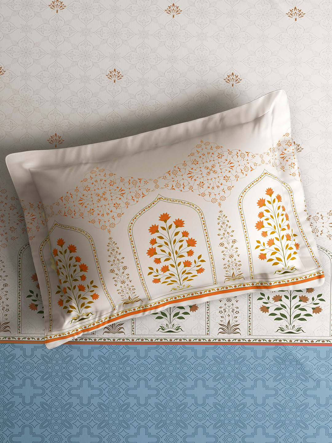 Embrace 100% Cotton King Bedsheet with 2 Pillow Covers | Blue Floral Bedsheet Set