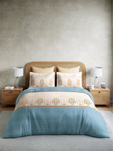 Embrace 100% Cotton King Bedsheet with 2 Pillow Covers | Blue Floral Bedsheet Set